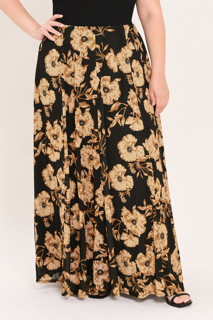 EARTHEN FLOWER FANTASY POWER MESH FULL MAXI SKIRT