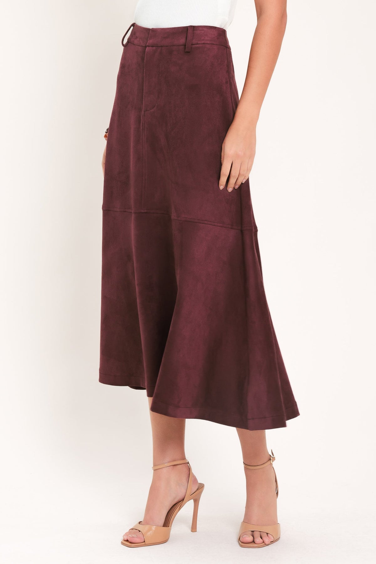 FALDA MIDI MUSE DE ANTE SINTÉTICO WINEBERRY MEADOW