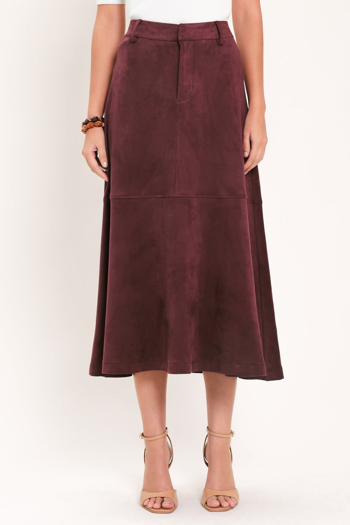 FALDA MIDI MUSE DE ANTE SINTÉTICO WINEBERRY MEADOW