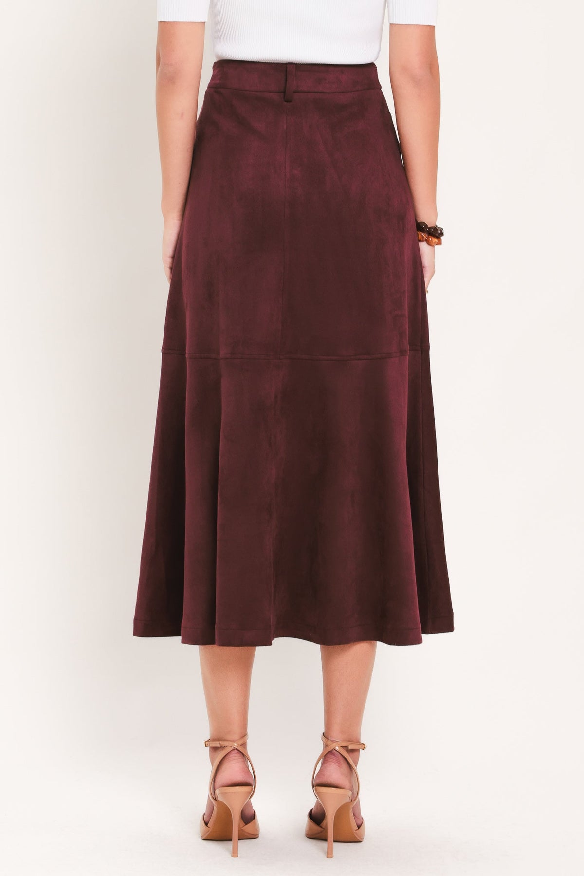 FALDA MIDI MUSE DE ANTE SINTÉTICO WINEBERRY MEADOW