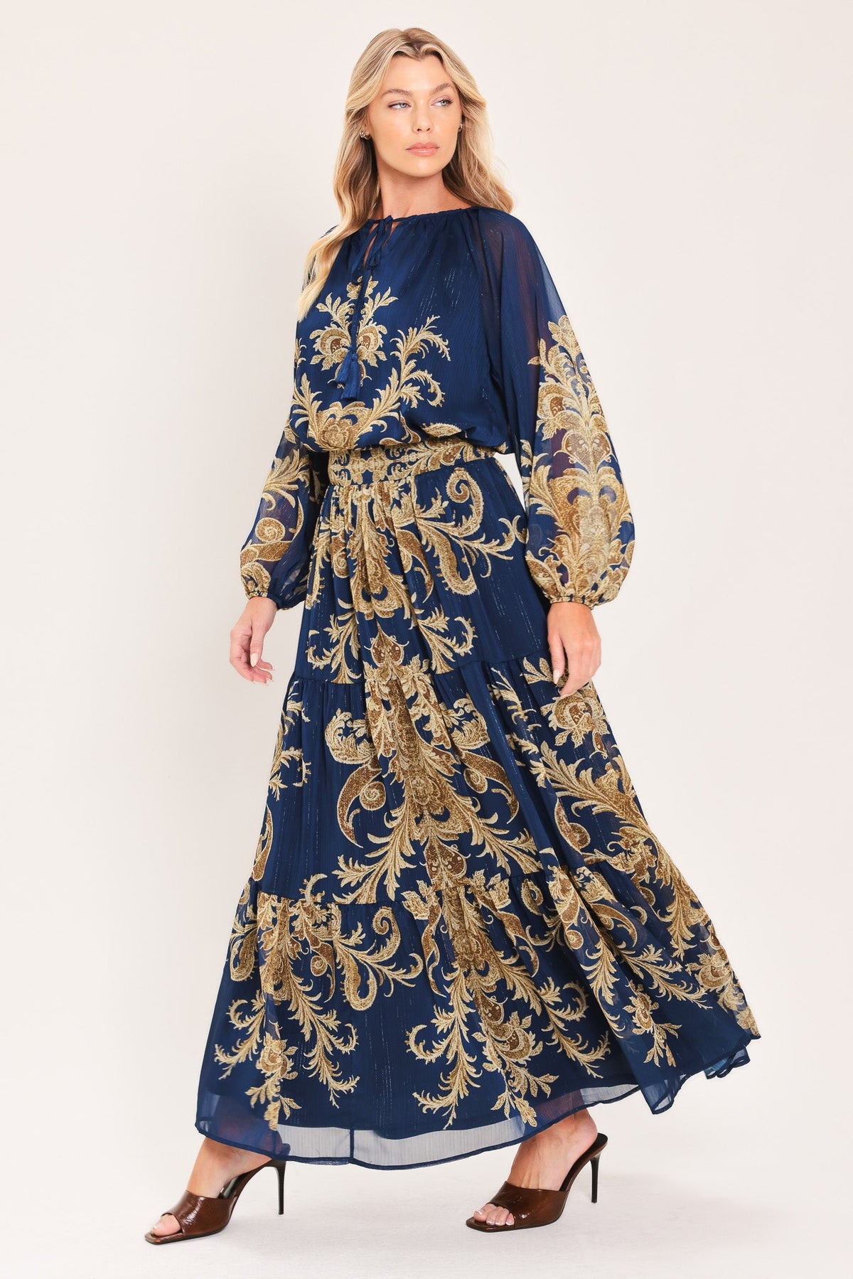 FALDA MAXI TEJIDA MIDNIGHT HERITAGE FLOW