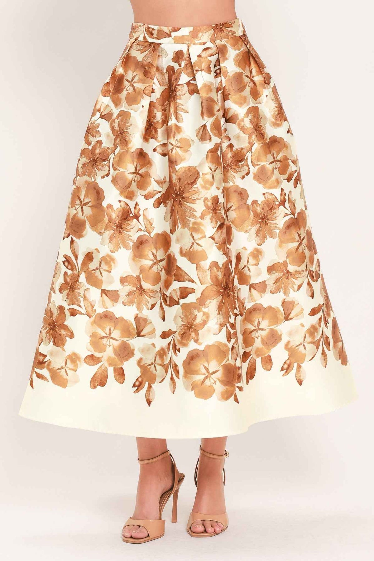 BUTTERSCOTCH GARDEN VERSE WOVEN FULL MIDI SKIRT