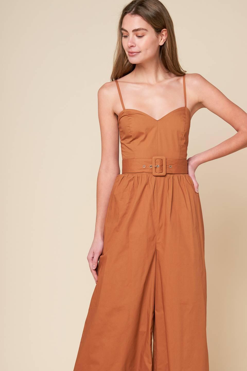 ELEVATED ICON BROWN WOVEN JUMPSUIT