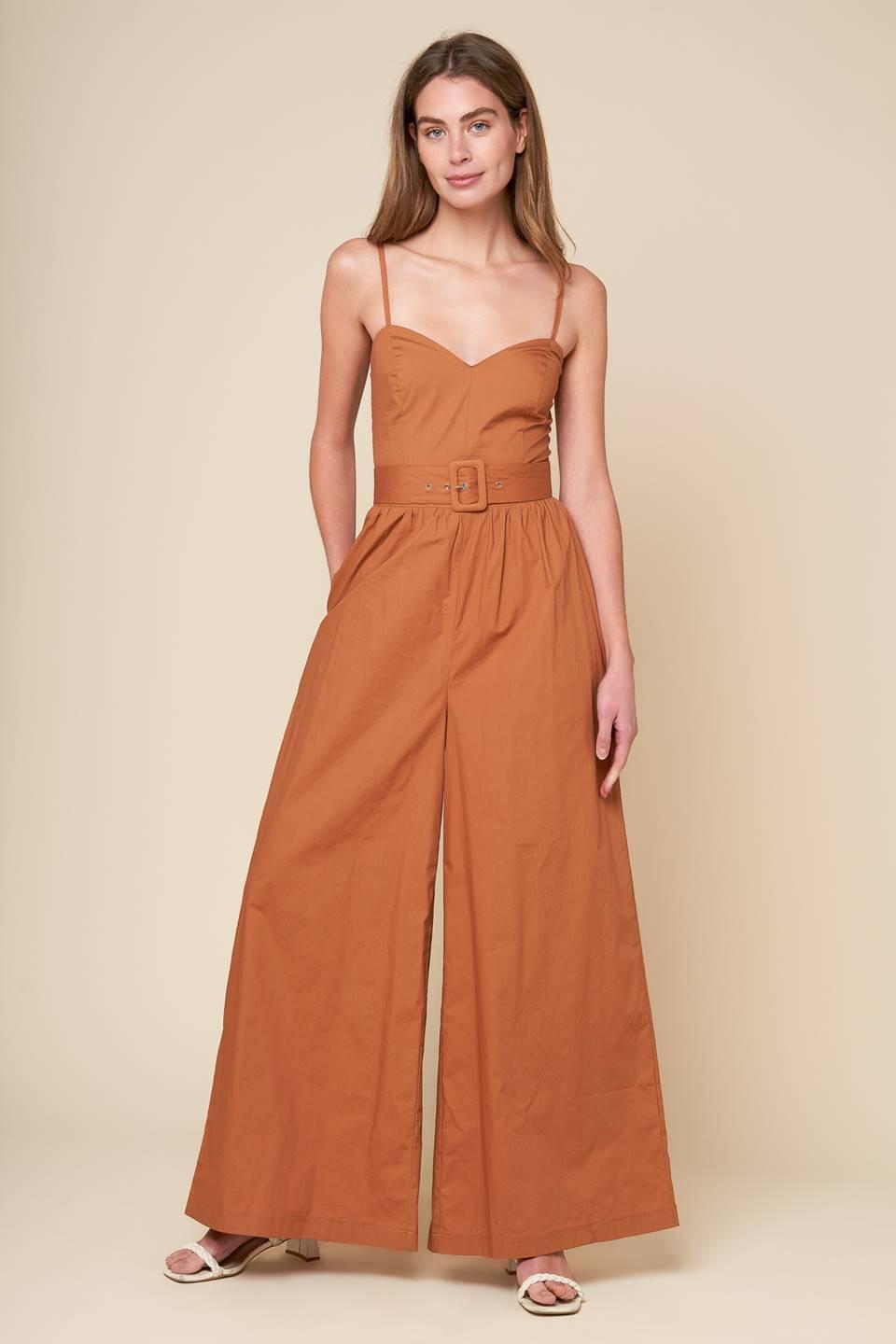 ELEVATED ICON BROWN WOVEN JUMPSUIT