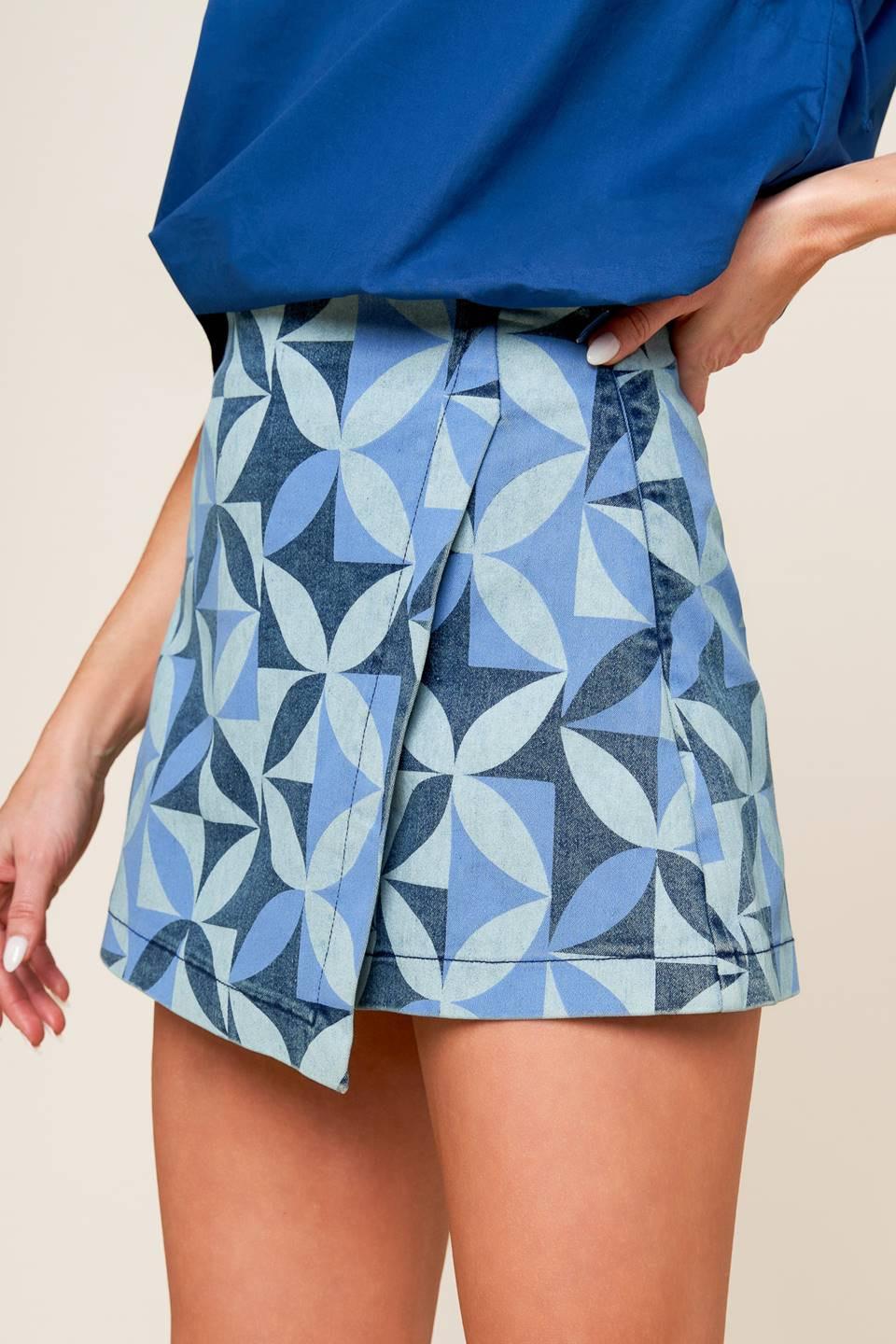 ATRACTIVA FALDA PANTALÓN DE MEZCLILLA AZUL