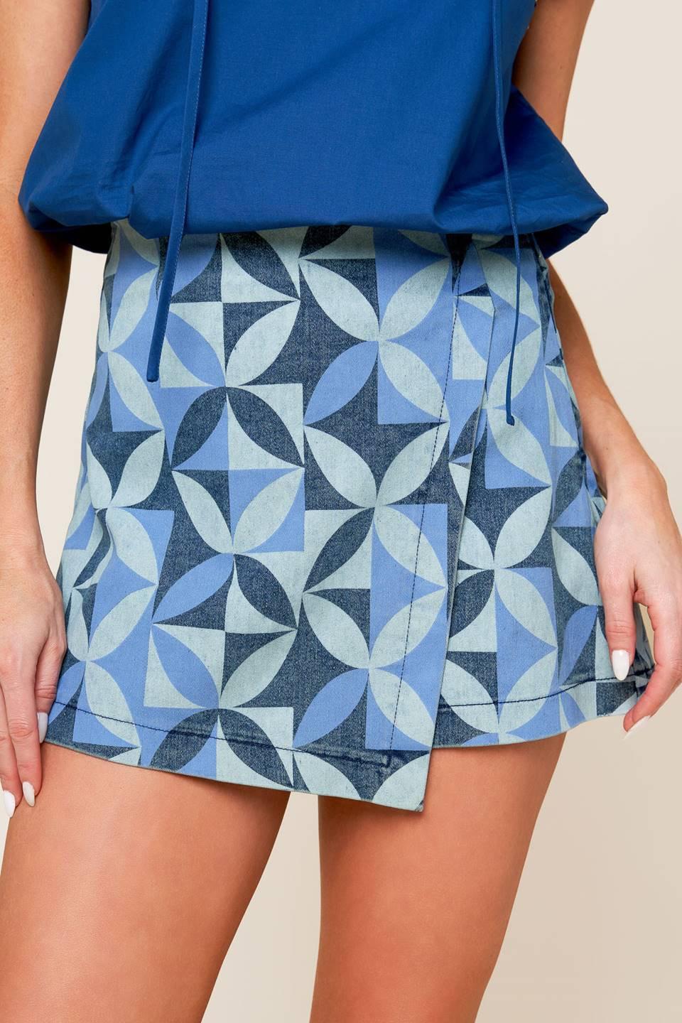 ATRACTIVA FALDA PANTALÓN DE MEZCLILLA AZUL