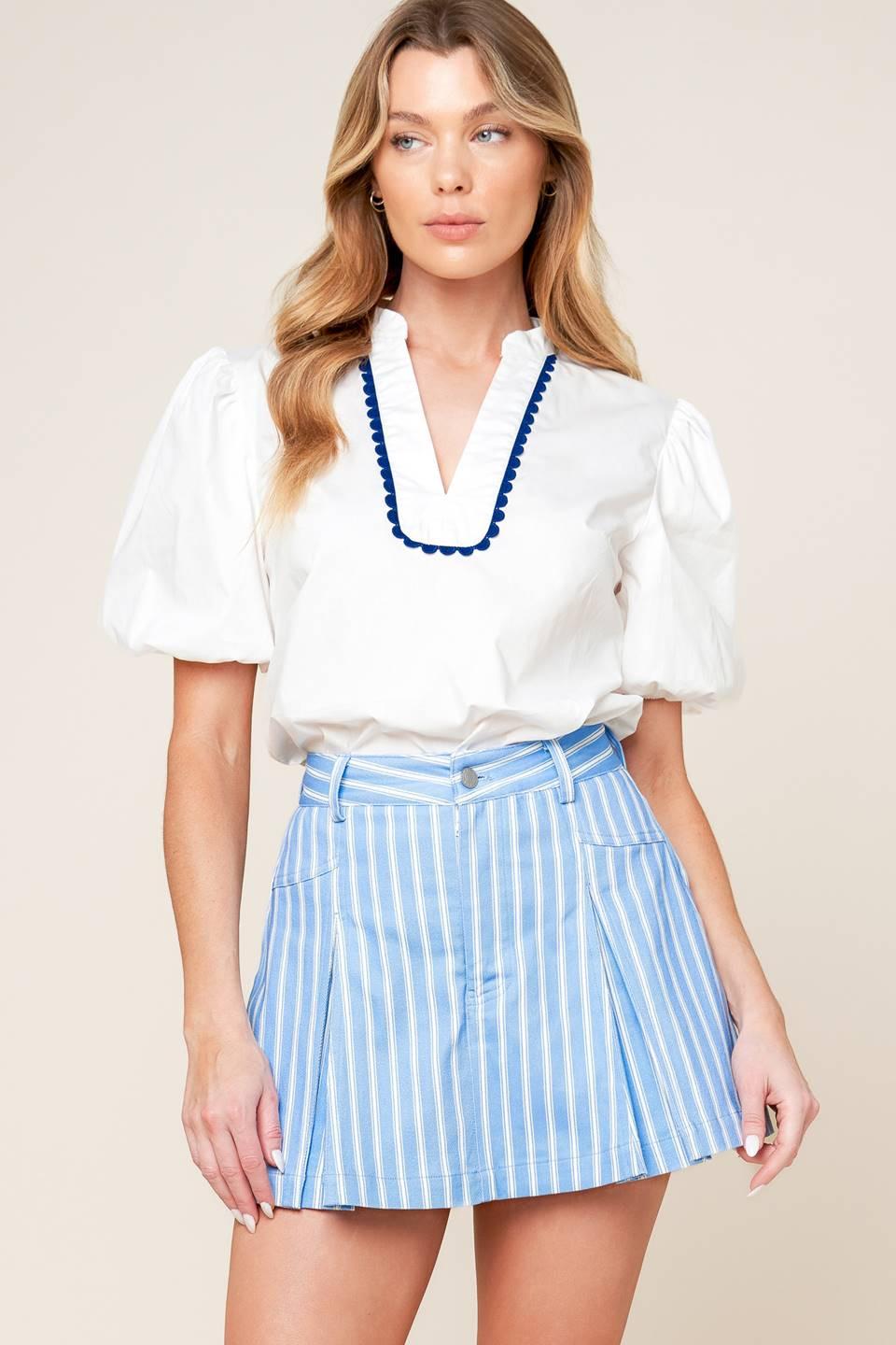 FALDA-PANTALÓN TEJIDA AZUL POLVO VALERIA