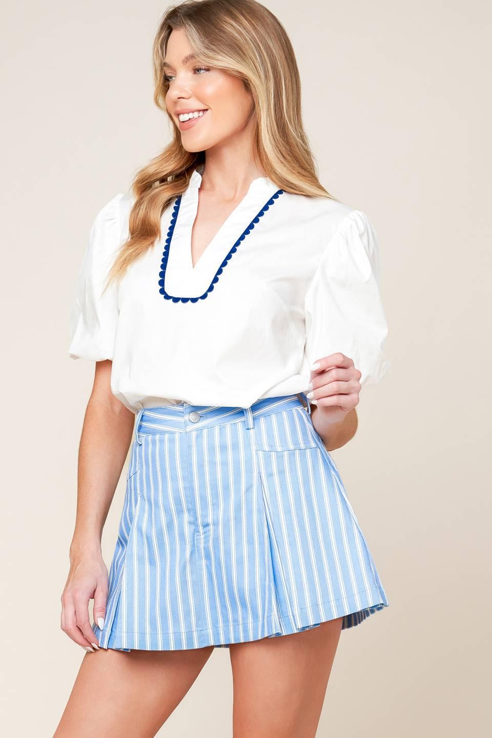 FALDA-PANTALÓN TEJIDA AZUL POLVO VALERIA