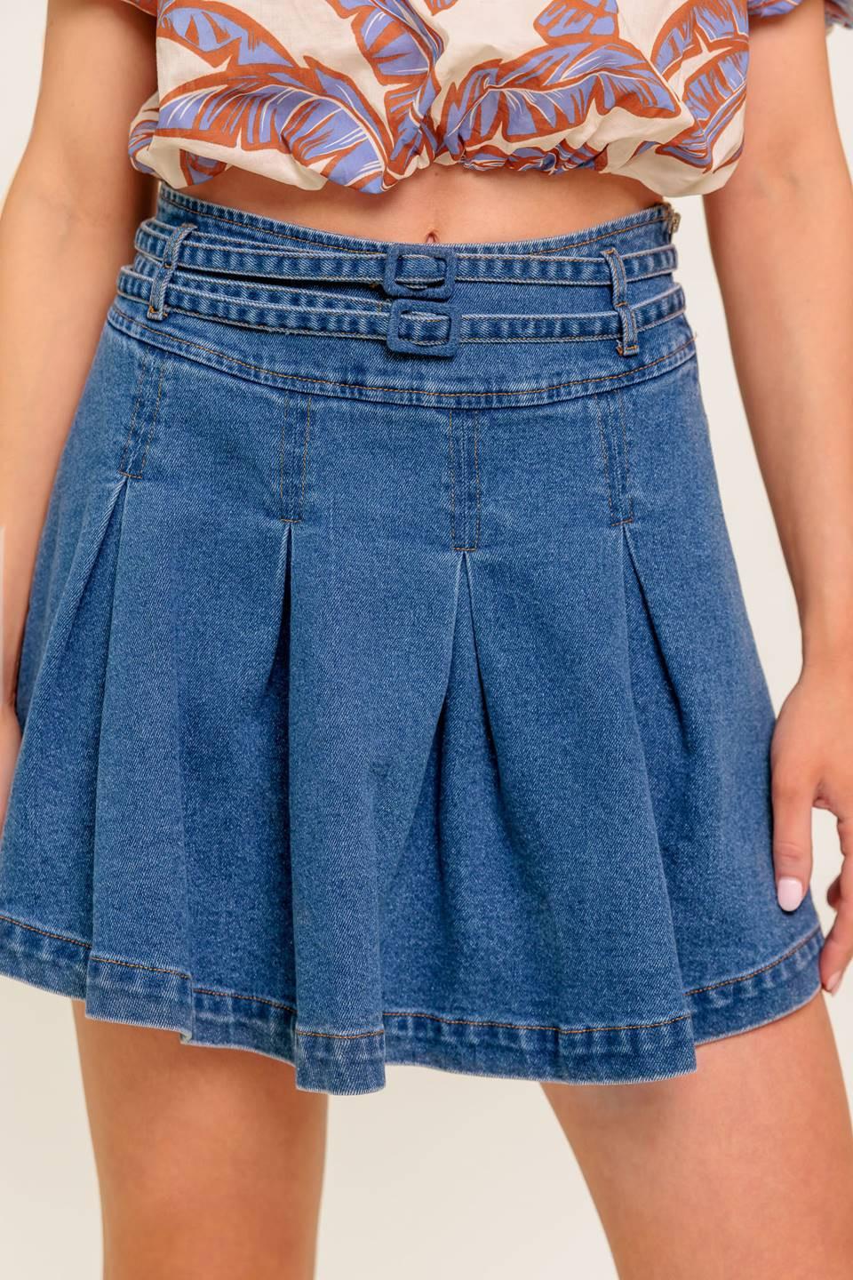 DREAMMIST MEDIUM INDIGO DENIM SKORT