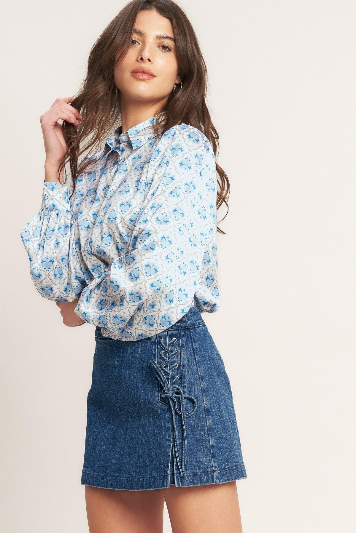 FALDA-PANTALÓN VAQUERA CON CORDONES CITY