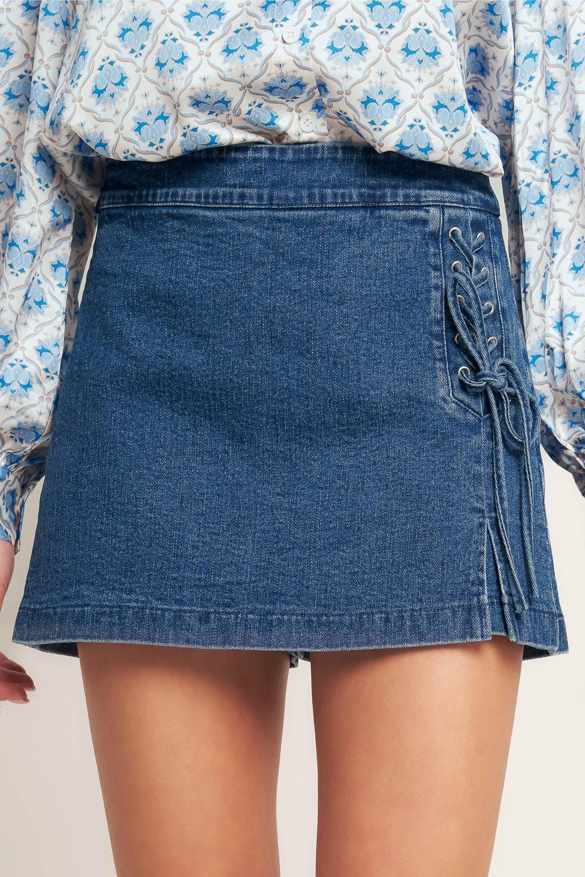 FALDA-PANTALÓN VAQUERA CON CORDONES CITY