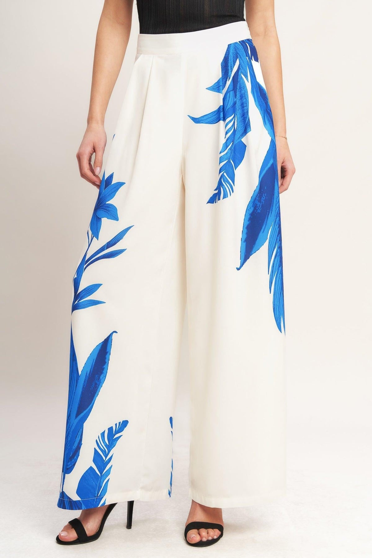 ASYMMETRICAL BOTANICAL WOVEN PANTS