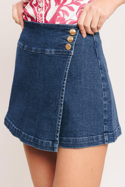 TEXTURE PLAY DENIM SKORT