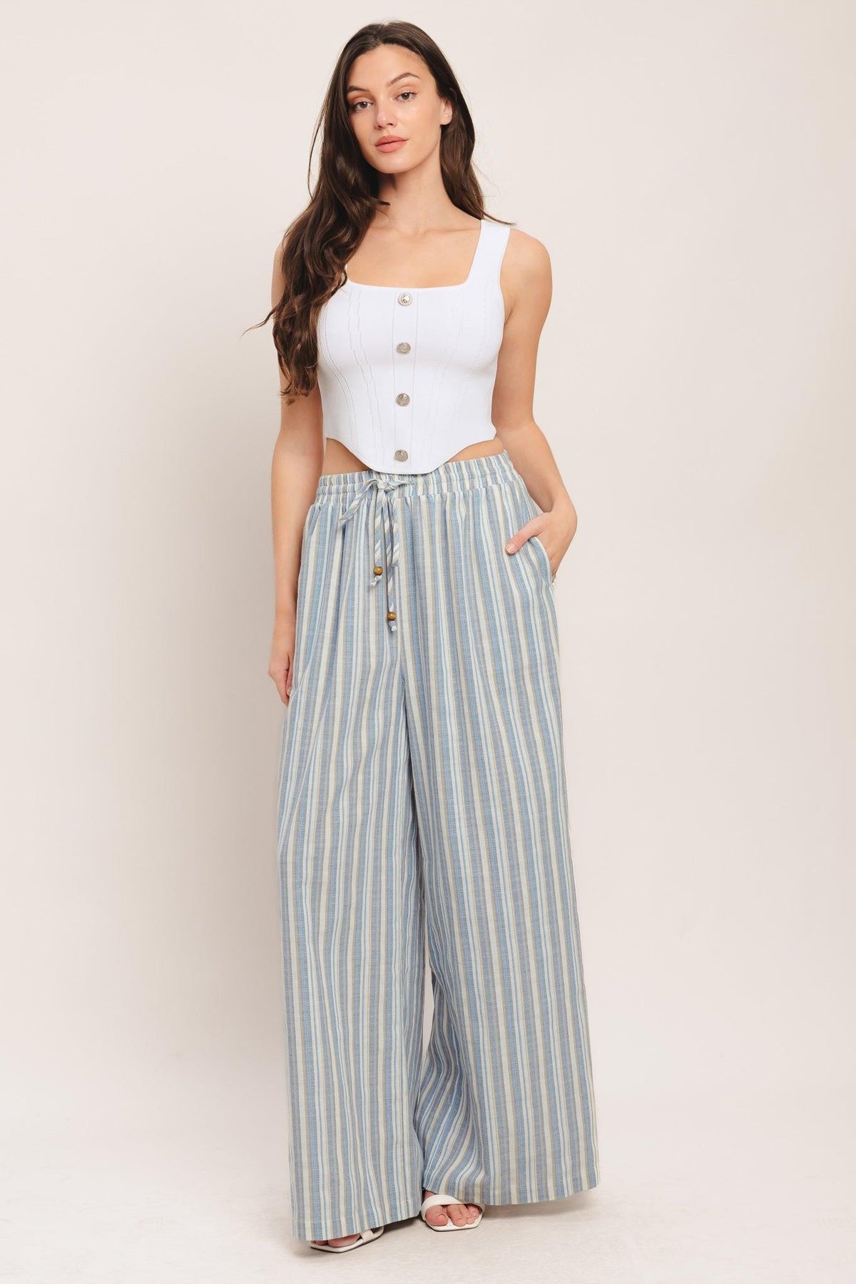 COASTAL DAY STRIP WOVEN PANTS