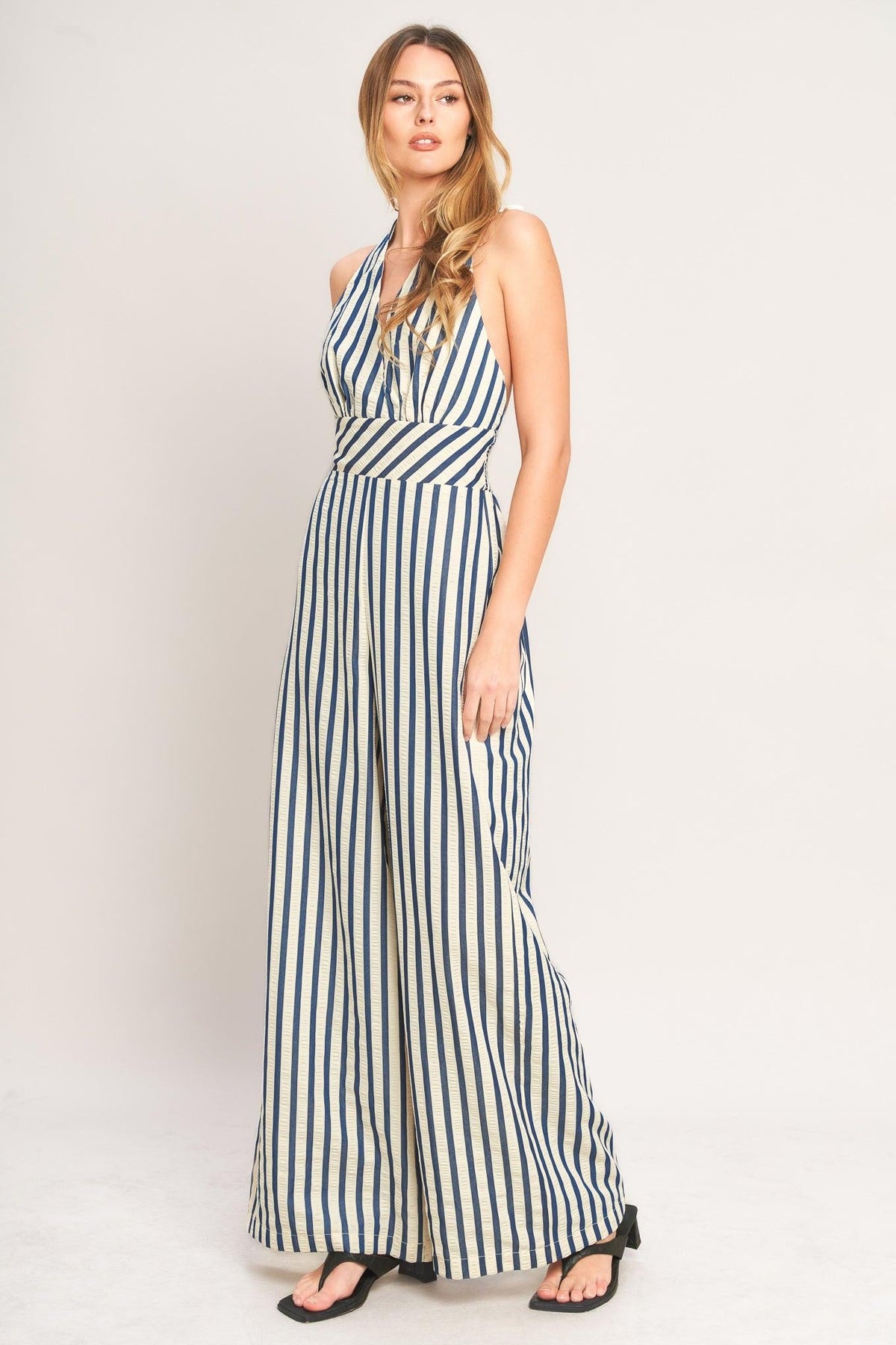 NAUTICAL BREEZE STRIPE WOVEN JUMPSUIT