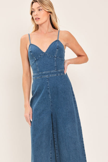 JUST A FEELING DENIM JUMPSUIT