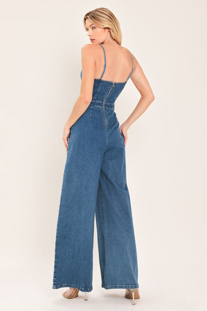 JUST A FEELING DENIM JUMPSUIT