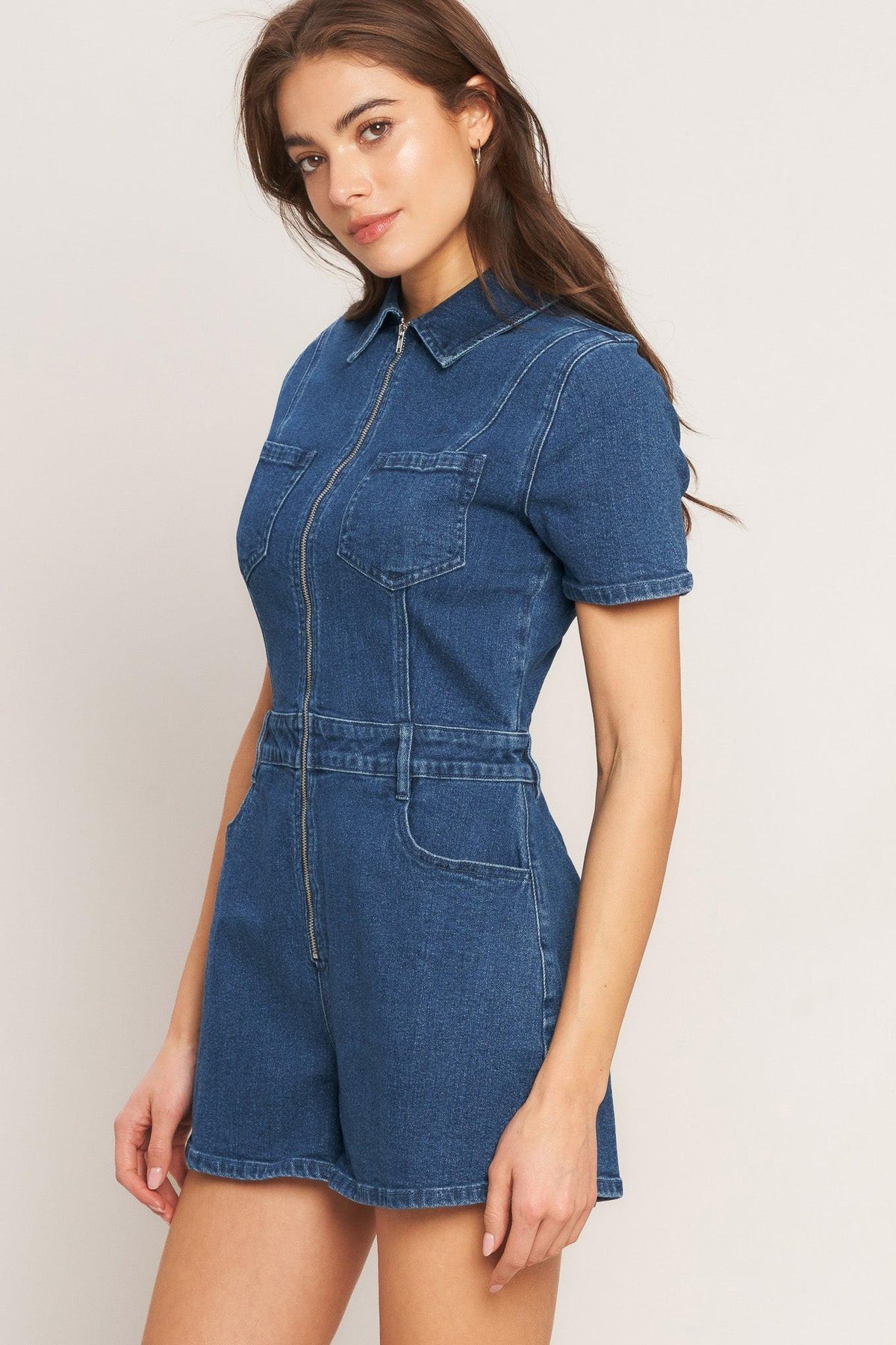 CASUAL STRUCTURE DENIM ROMPER