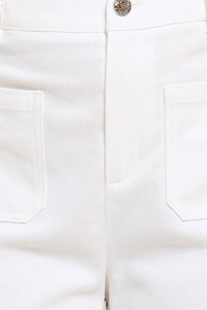 WHITE EASE WOVEN WIDE PANTS