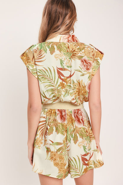 EARTHY PARADISE WOVEN ROMPER