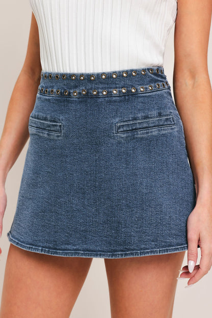 SWEET STUD DENIM SKORT