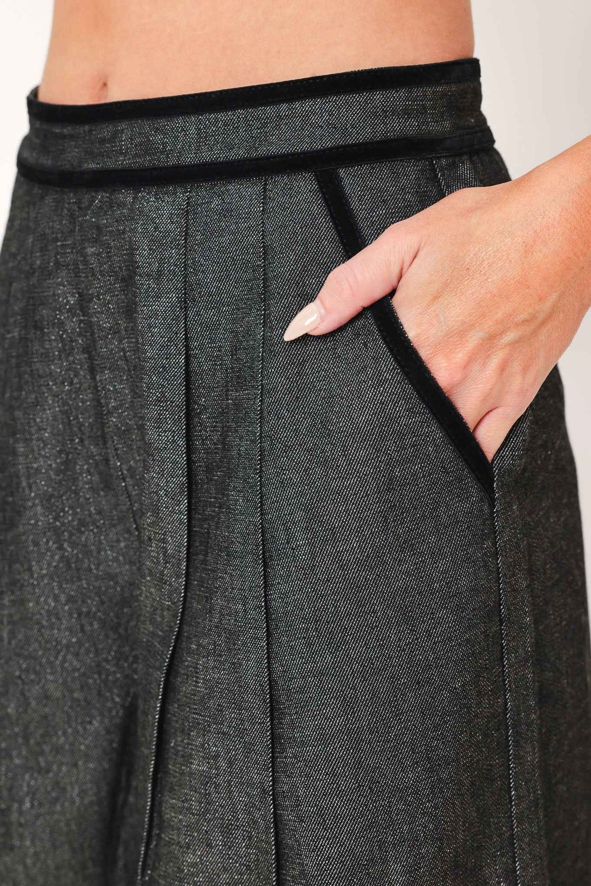 METALLIC HOURGLASS WOVEN WIDE LEG PANTS