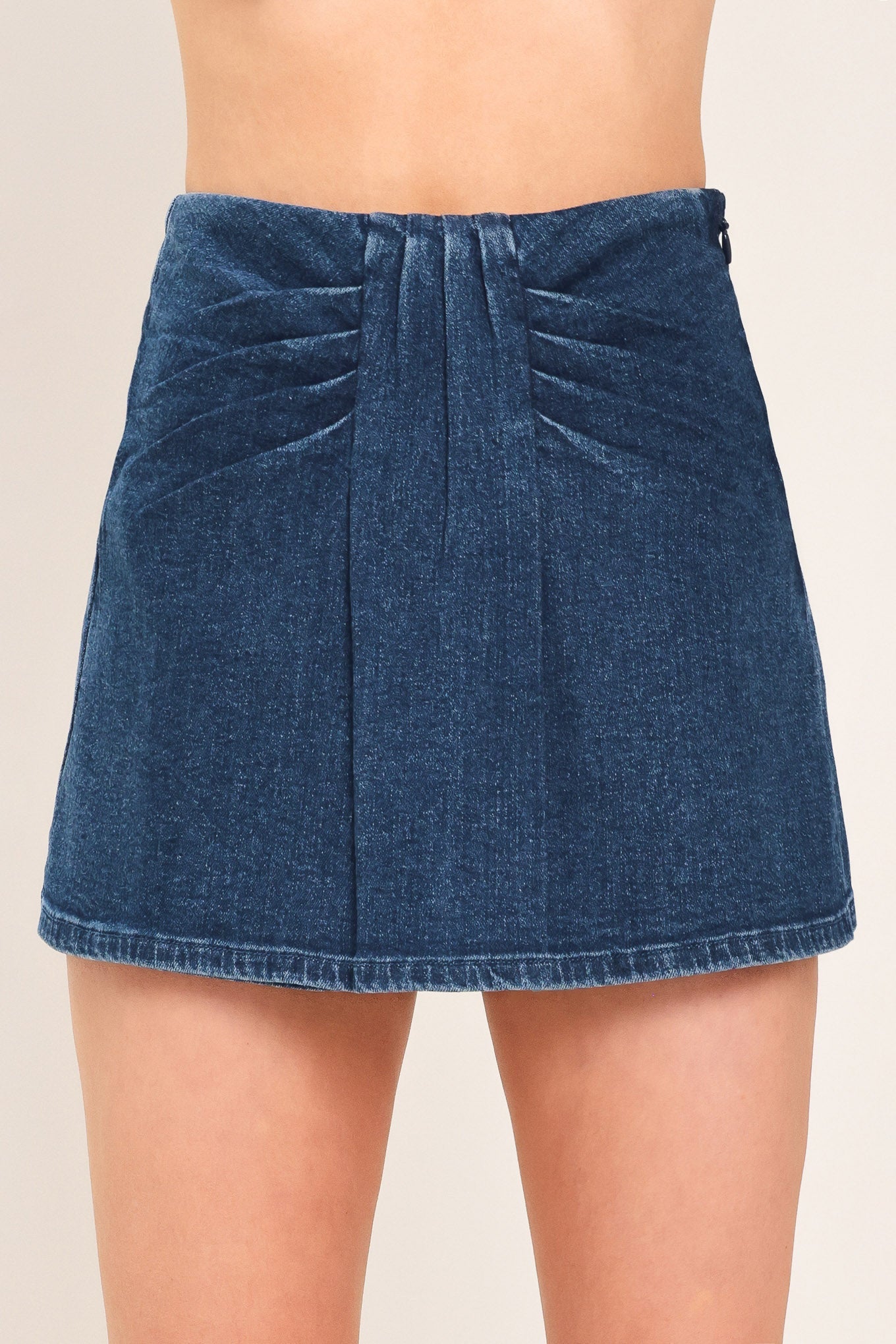FALDA-PANTALÓN DE DENIM ÍNDIGO CON FRUNCIDO