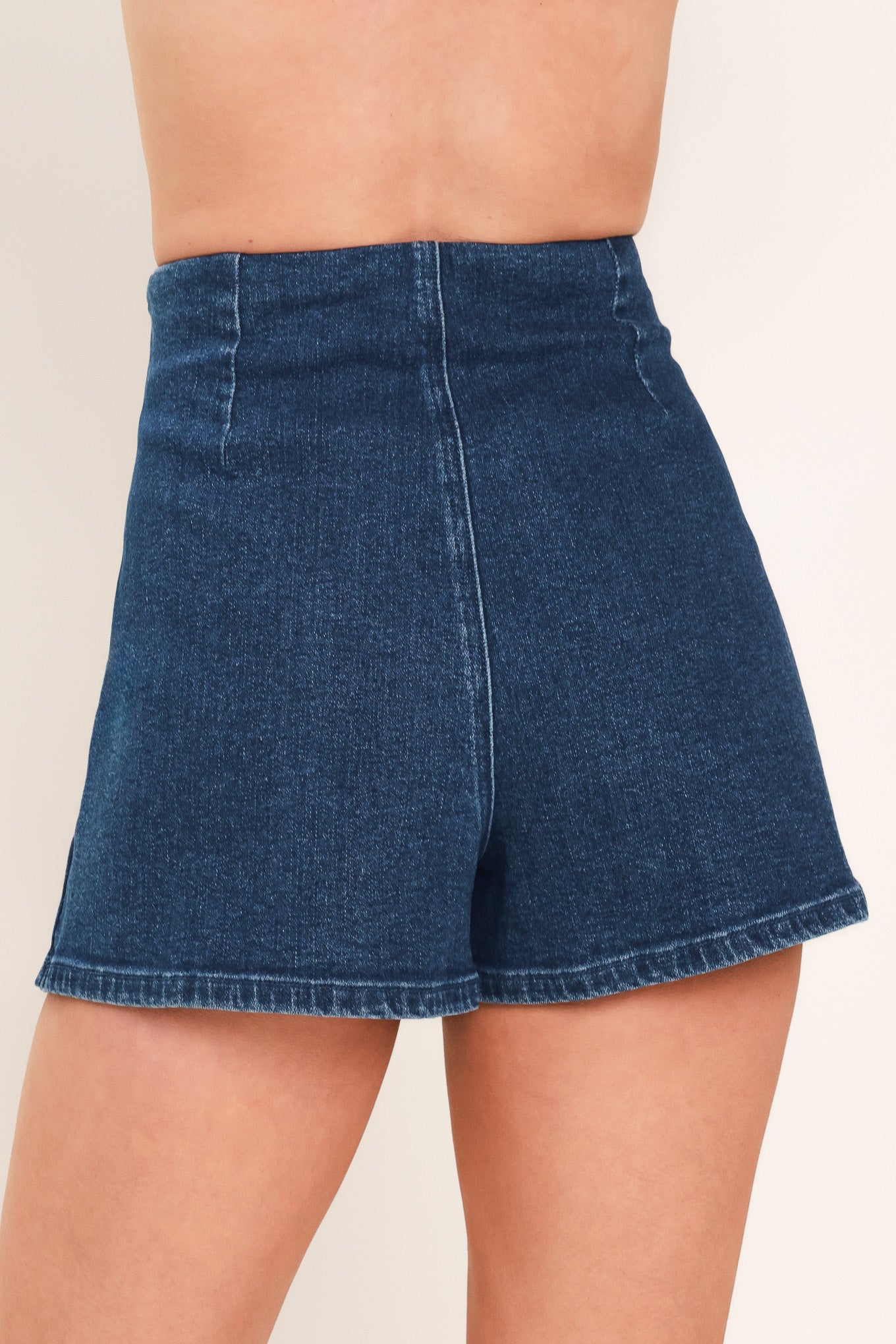 FALDA-PANTALÓN DE DENIM ÍNDIGO CON FRUNCIDO