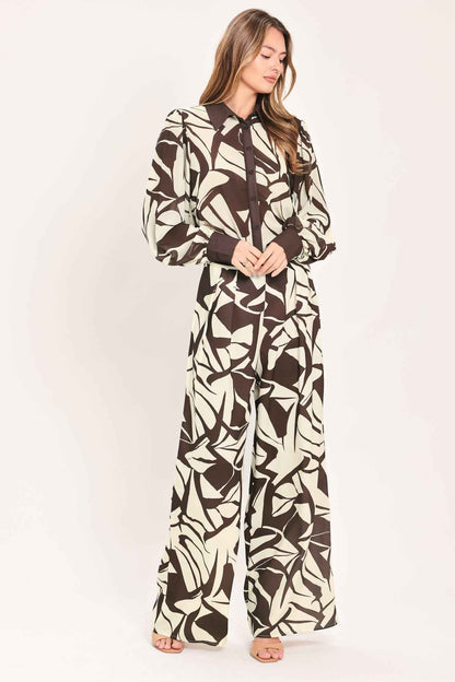 VANILLA VINE MOSAIC WOVEN WIDE LEG PANTS