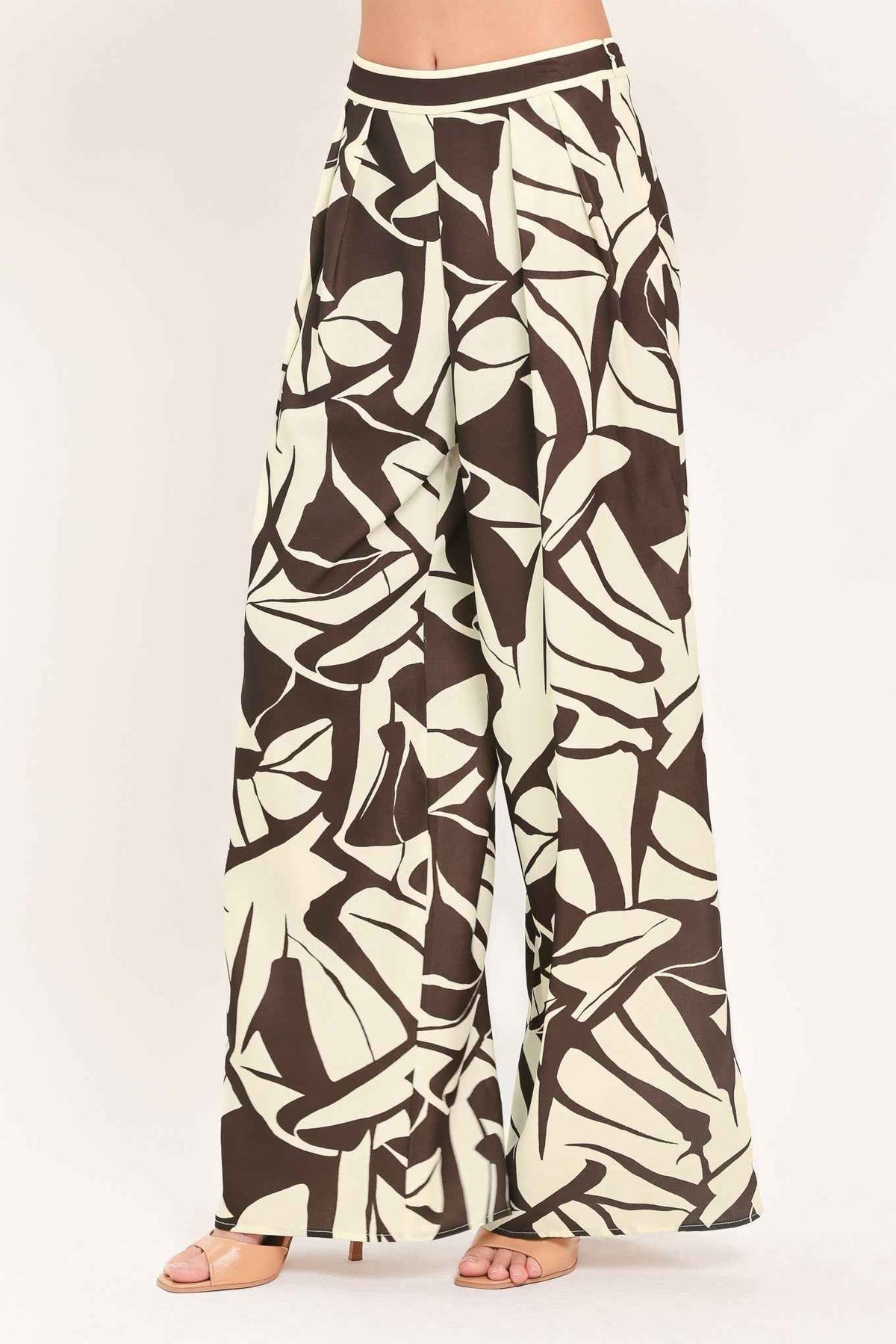 VANILLA VINE MOSAIC WOVEN WIDE LEG PANTS
