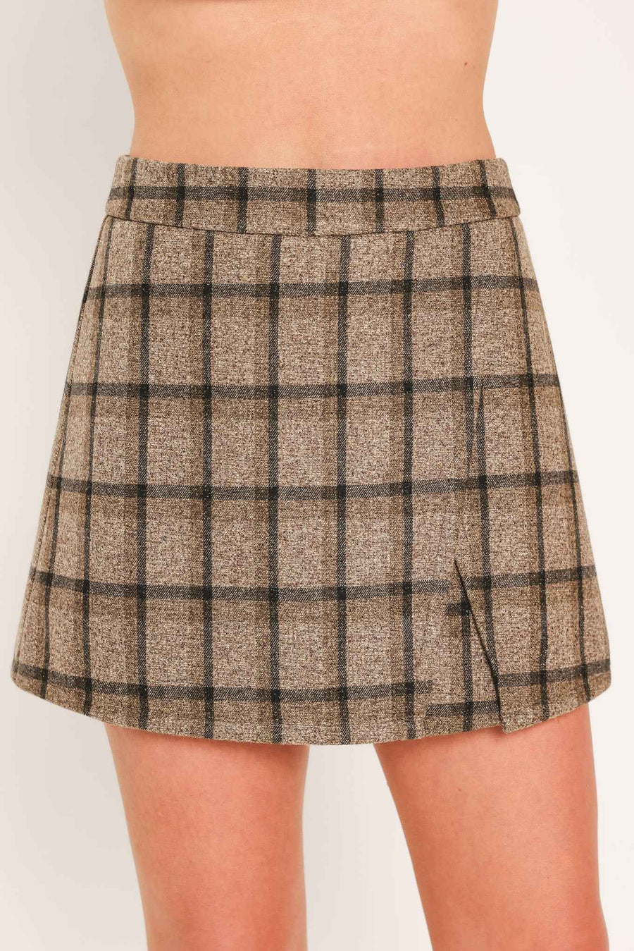 HEATHER GRID ROMANCE WOVEN PLAID SKORT