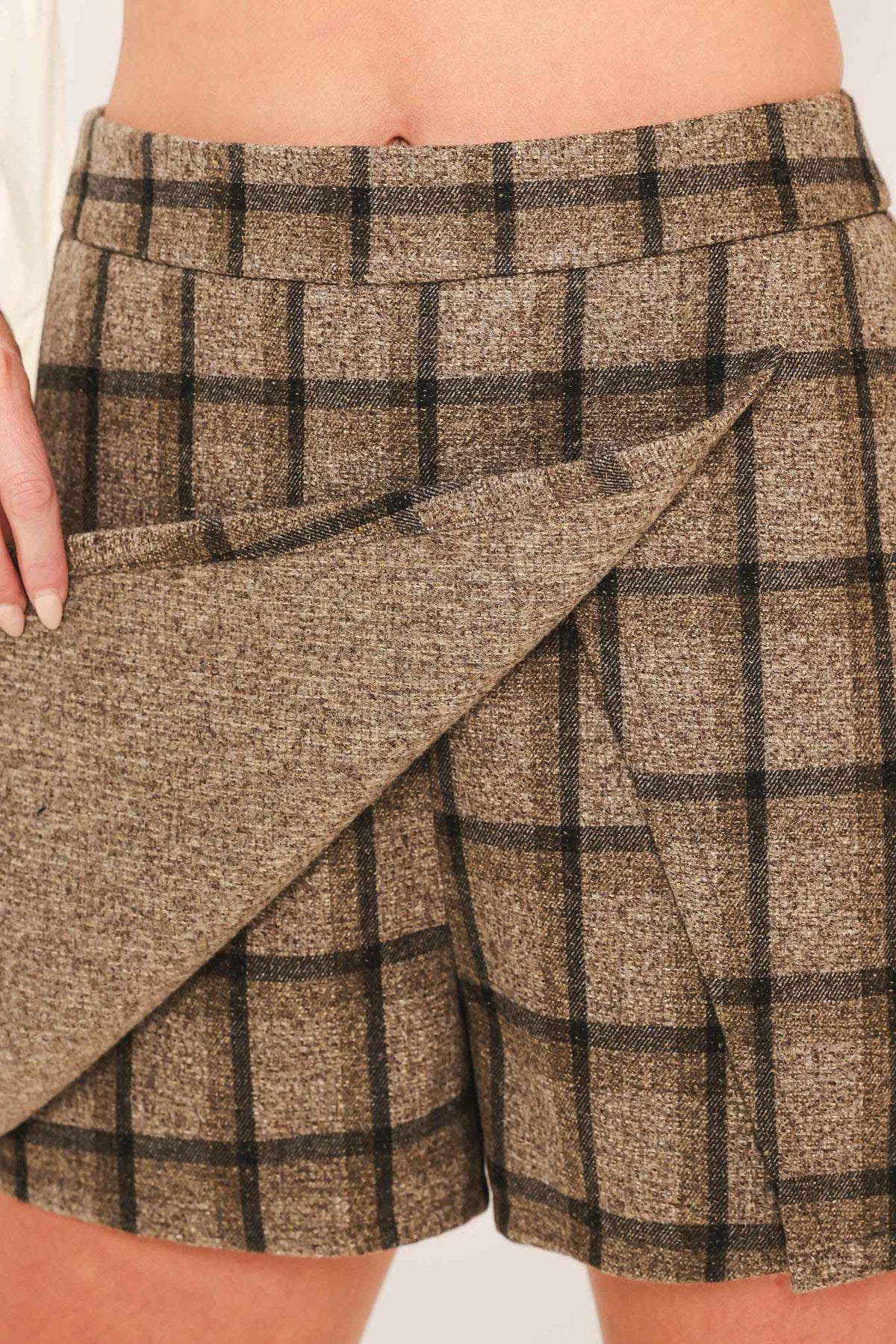 HEATHER GRID ROMANCE WOVEN PLAID SKORT