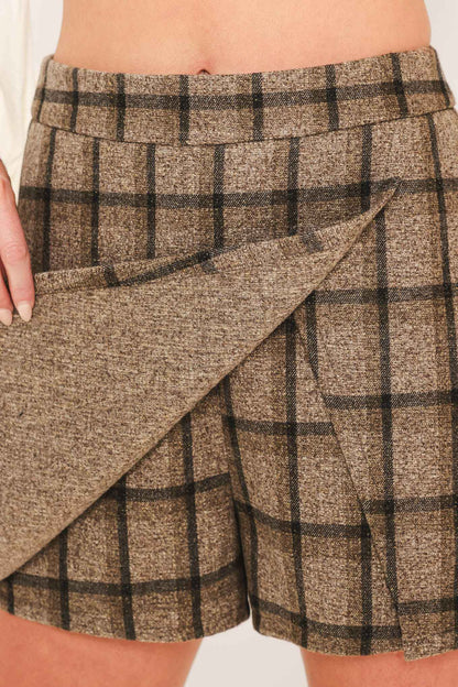 HEATHER GRID ROMANCE WOVEN PLAID SKORT