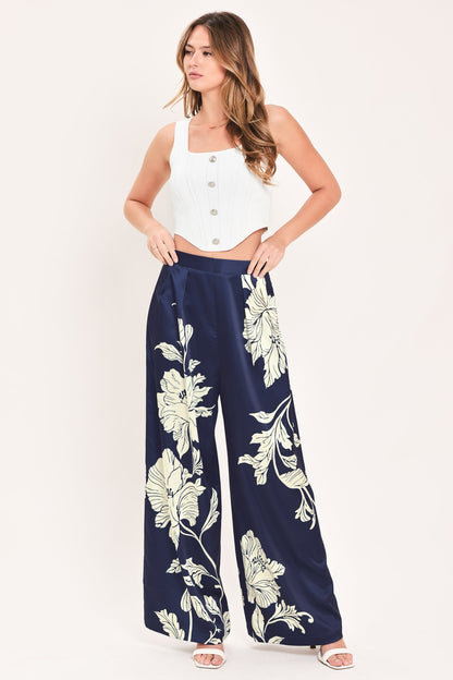 WHITE MAGNOLIA CURRENT WOVEN WIDE LEG PANTS