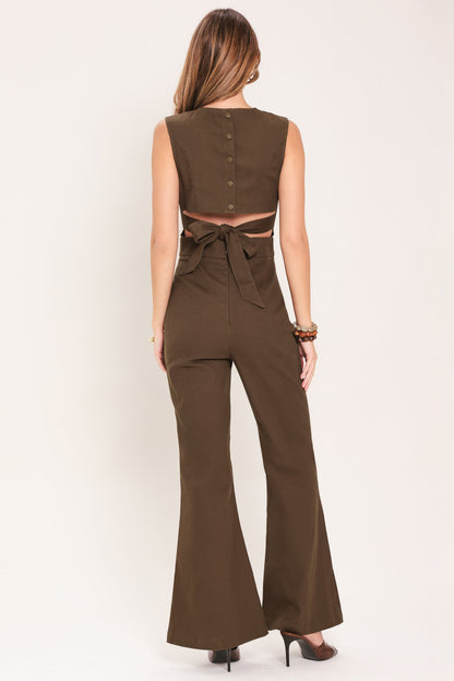 RICH ESPRESSO WOVEN JUMPSUIT