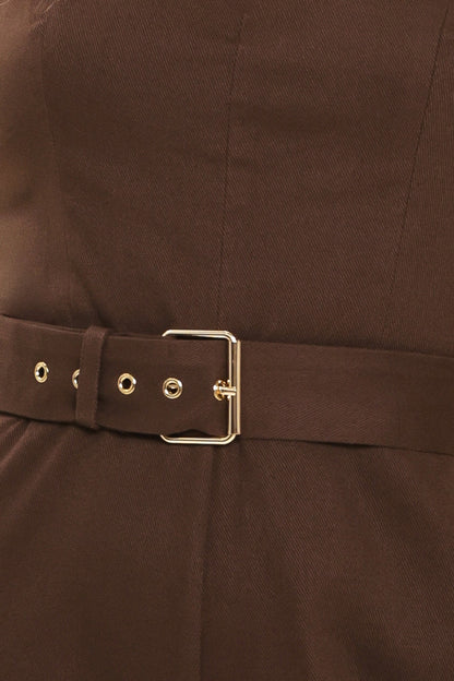 TOFFEE SWEETHEART WOVEN JUMPSUIT