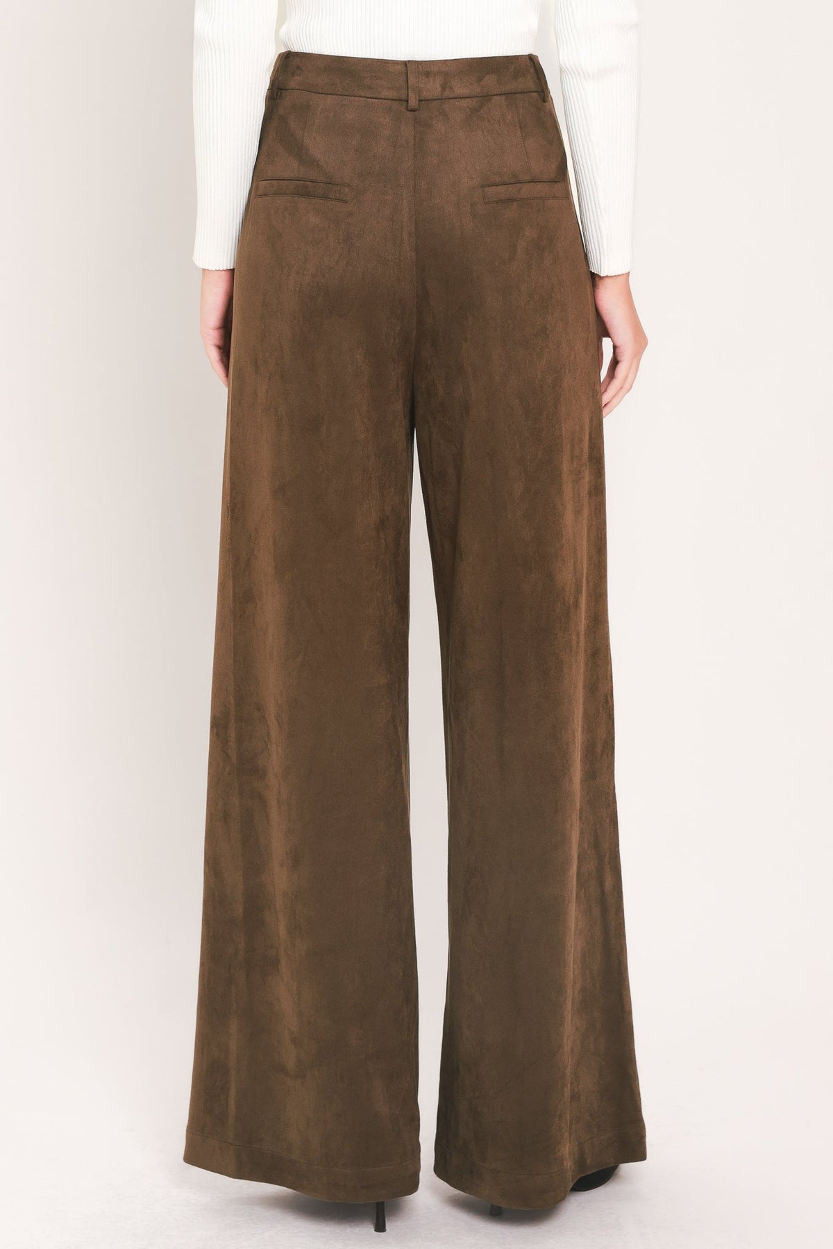 PANTALONES ANCHOS DE ANTE SINTÉTICO MARRÓN DESERT LUXE