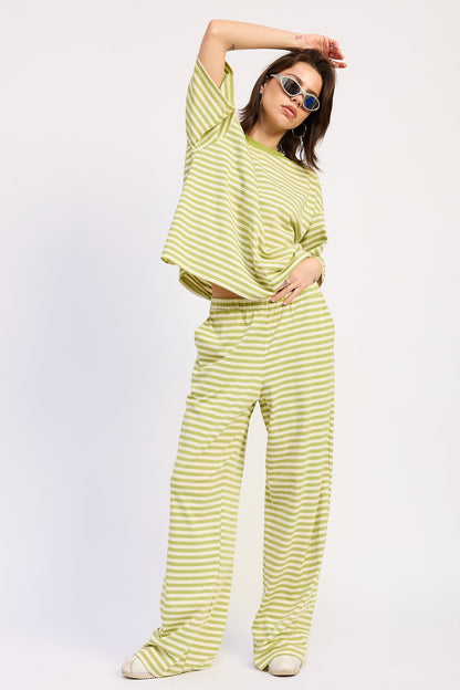 Nerina Striped Pants With Elastic Waistband