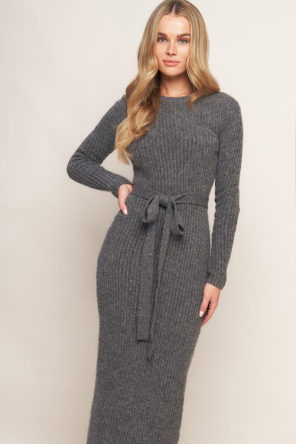 BE GOOD TO ME SWEATER MIDI DRESS