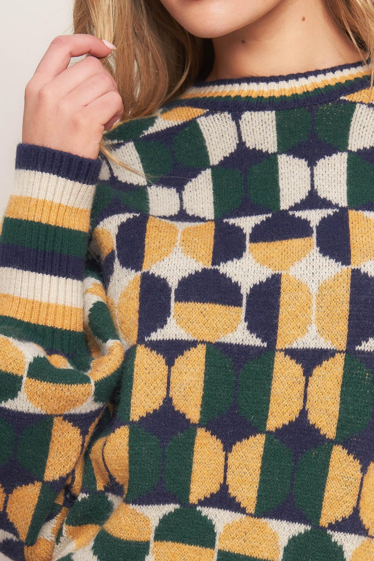 SUÉTER TEJIDO JACQUARD CON MENSAJE DE ÁNIMO