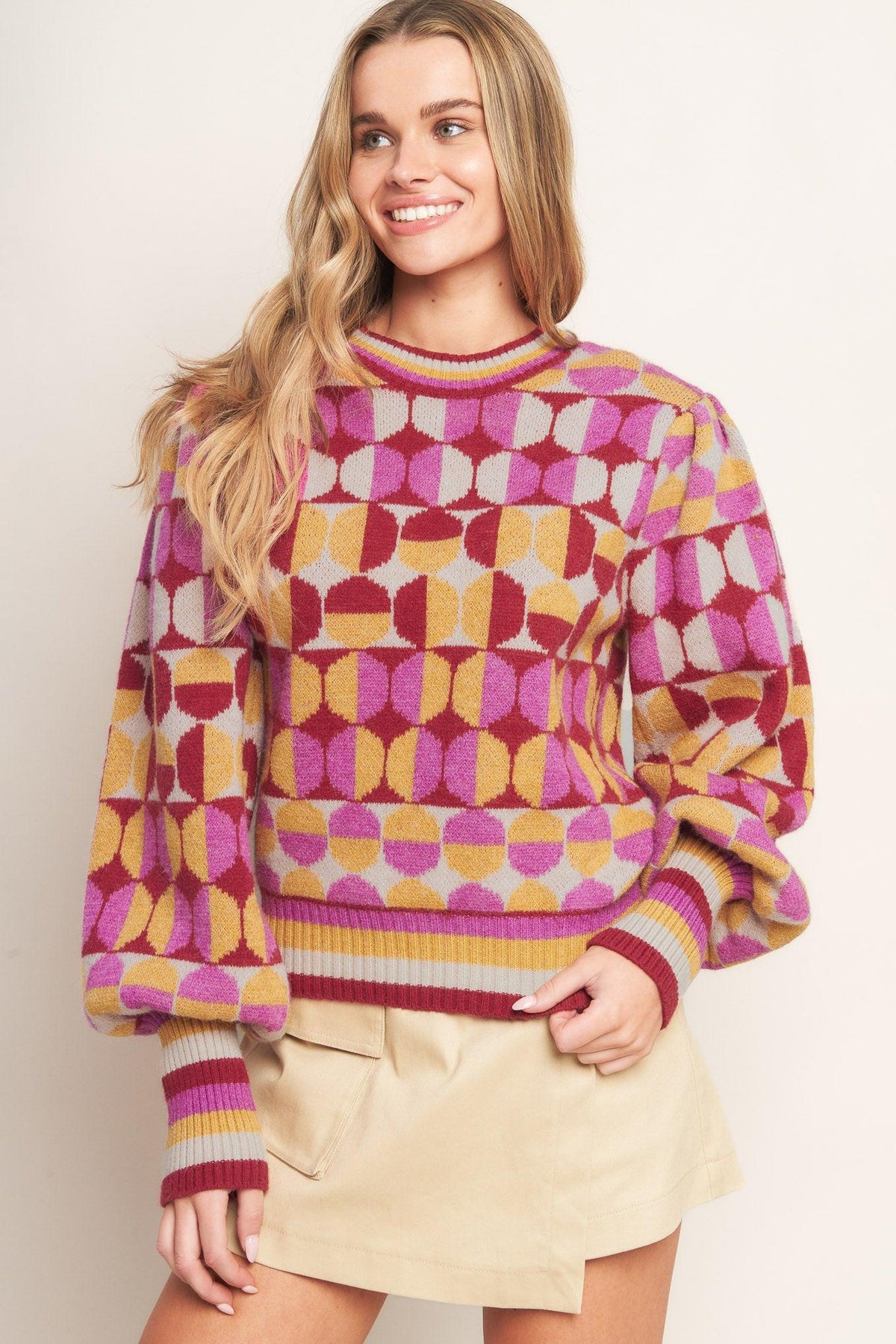 SUÉTER TEJIDO JACQUARD CON MENSAJE DE ÁNIMO