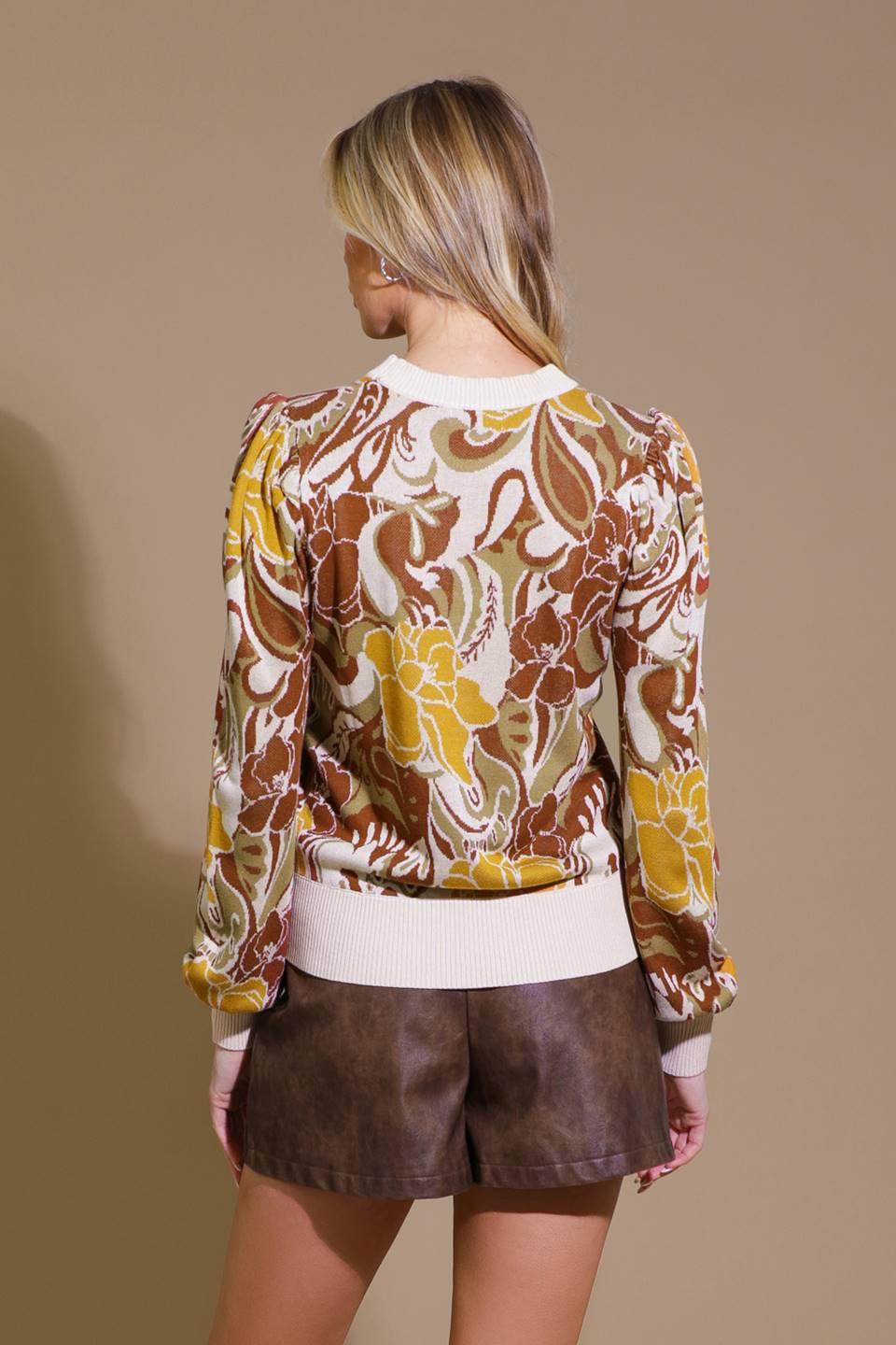 SUÉTER TOP TIPO JERSEY JACQUARD "KEEPING TABS"