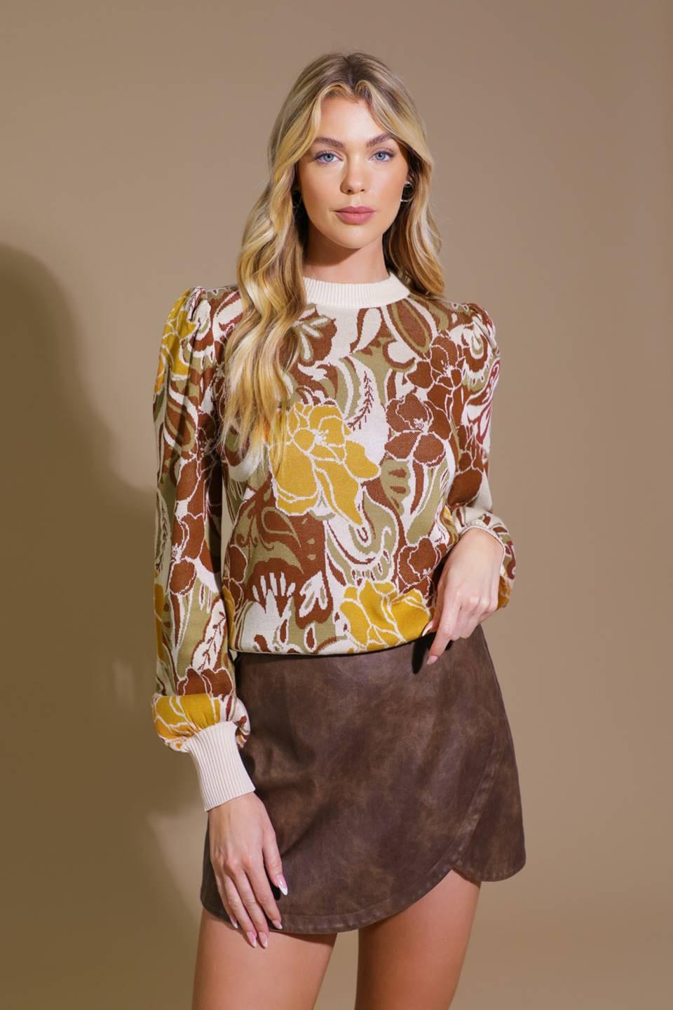 SUÉTER TOP TIPO JERSEY JACQUARD "KEEPING TABS"