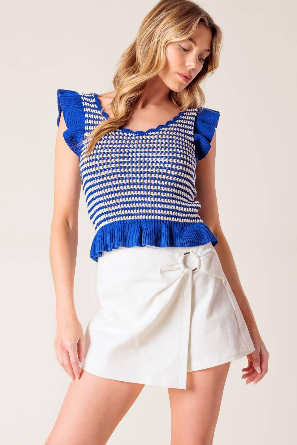TOP DE PUNTO CON SUÉTER AZUL OUT WEST