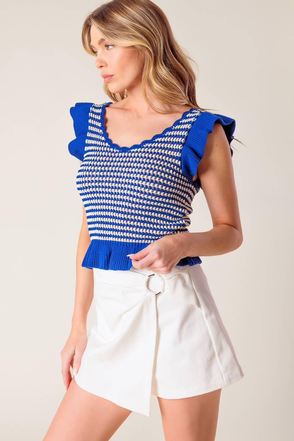 TOP DE PUNTO CON SUÉTER AZUL OUT WEST