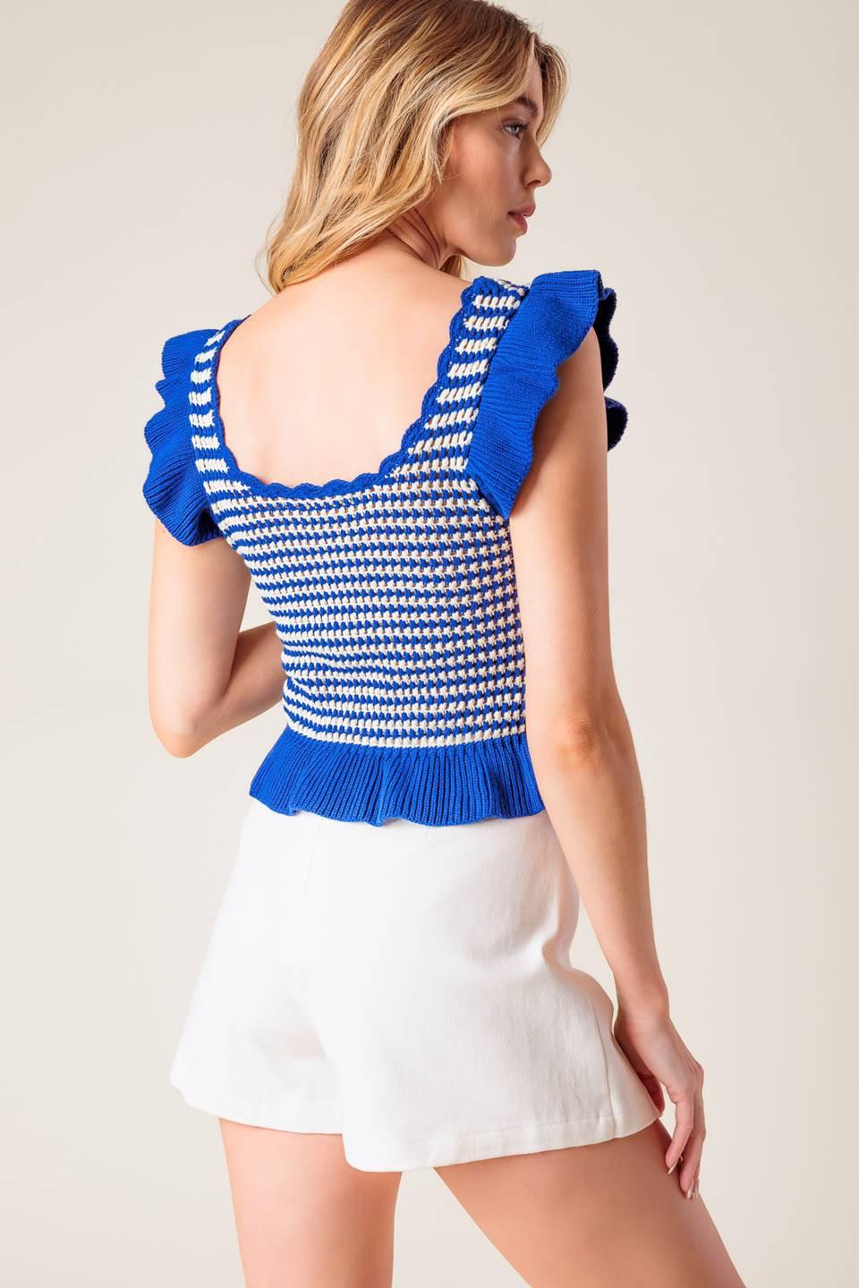 TOP DE PUNTO CON SUÉTER AZUL OUT WEST