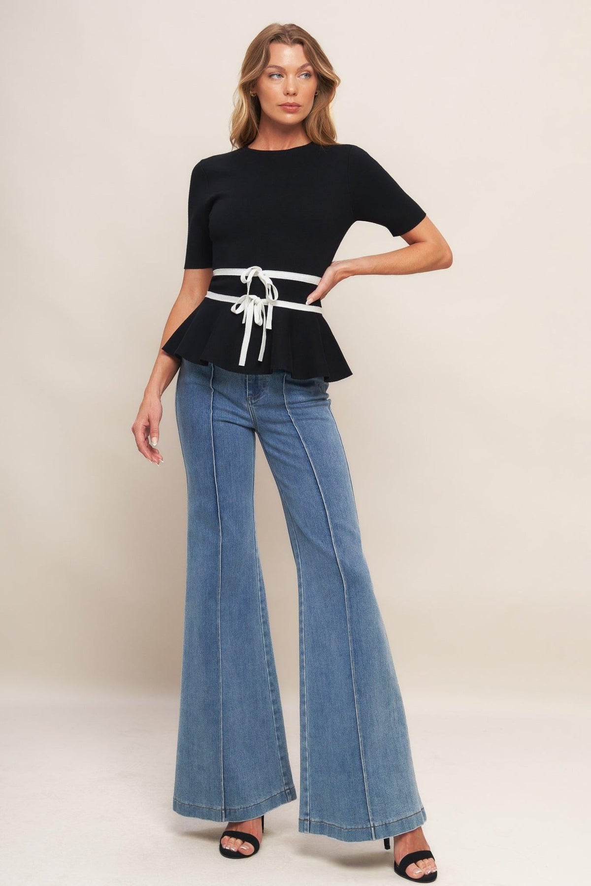 TOP TEJIDO DE PUNTO NEGRO SUNLIT GROVE