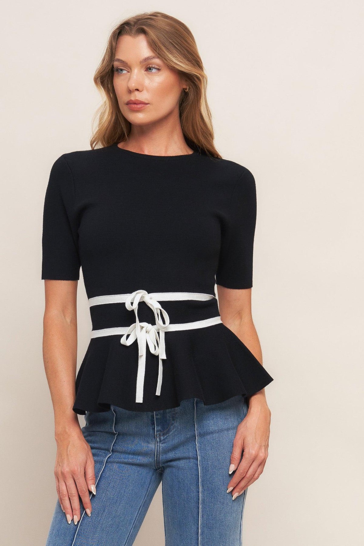 TOP TEJIDO DE PUNTO NEGRO SUNLIT GROVE