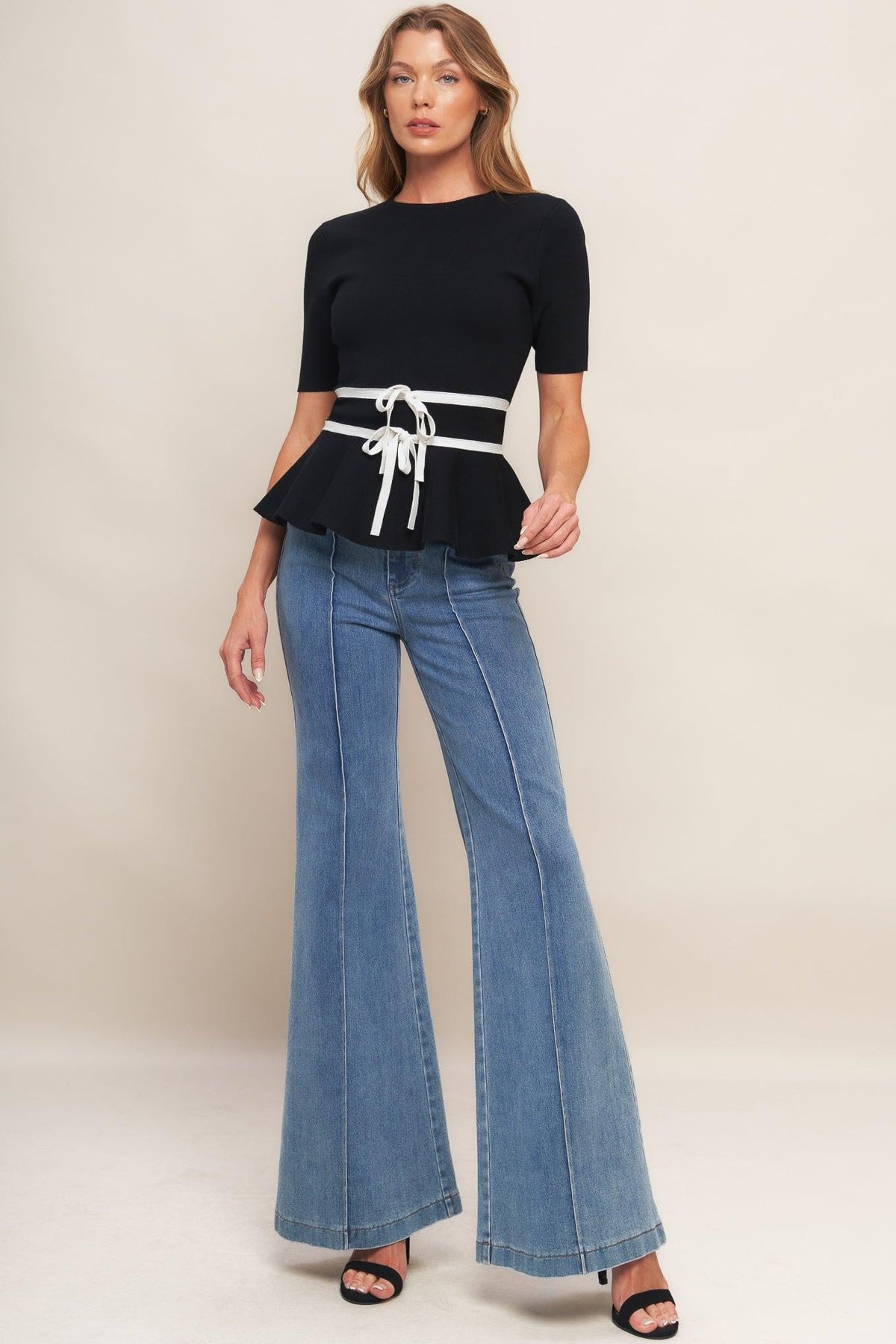 TOP TEJIDO DE PUNTO NEGRO SUNLIT GROVE