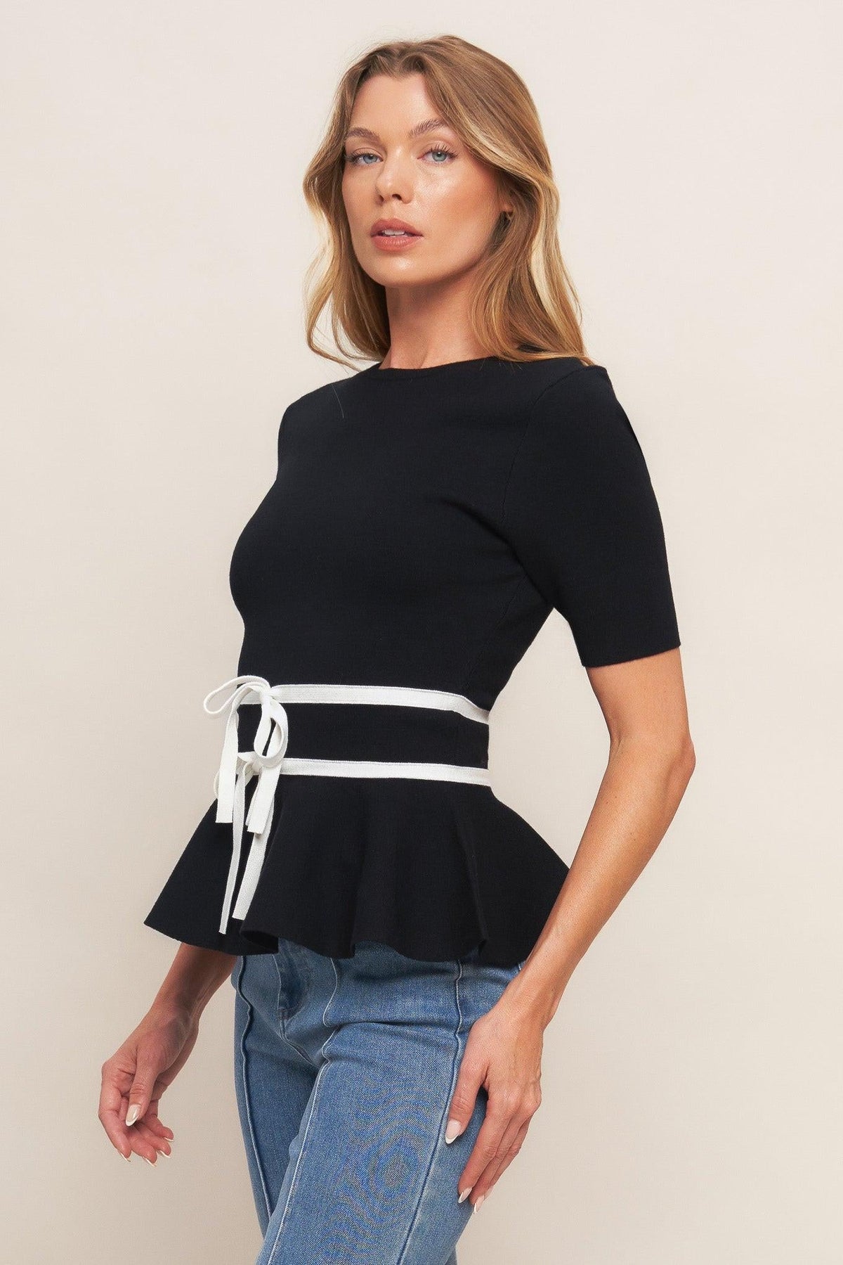 TOP TEJIDO DE PUNTO NEGRO SUNLIT GROVE